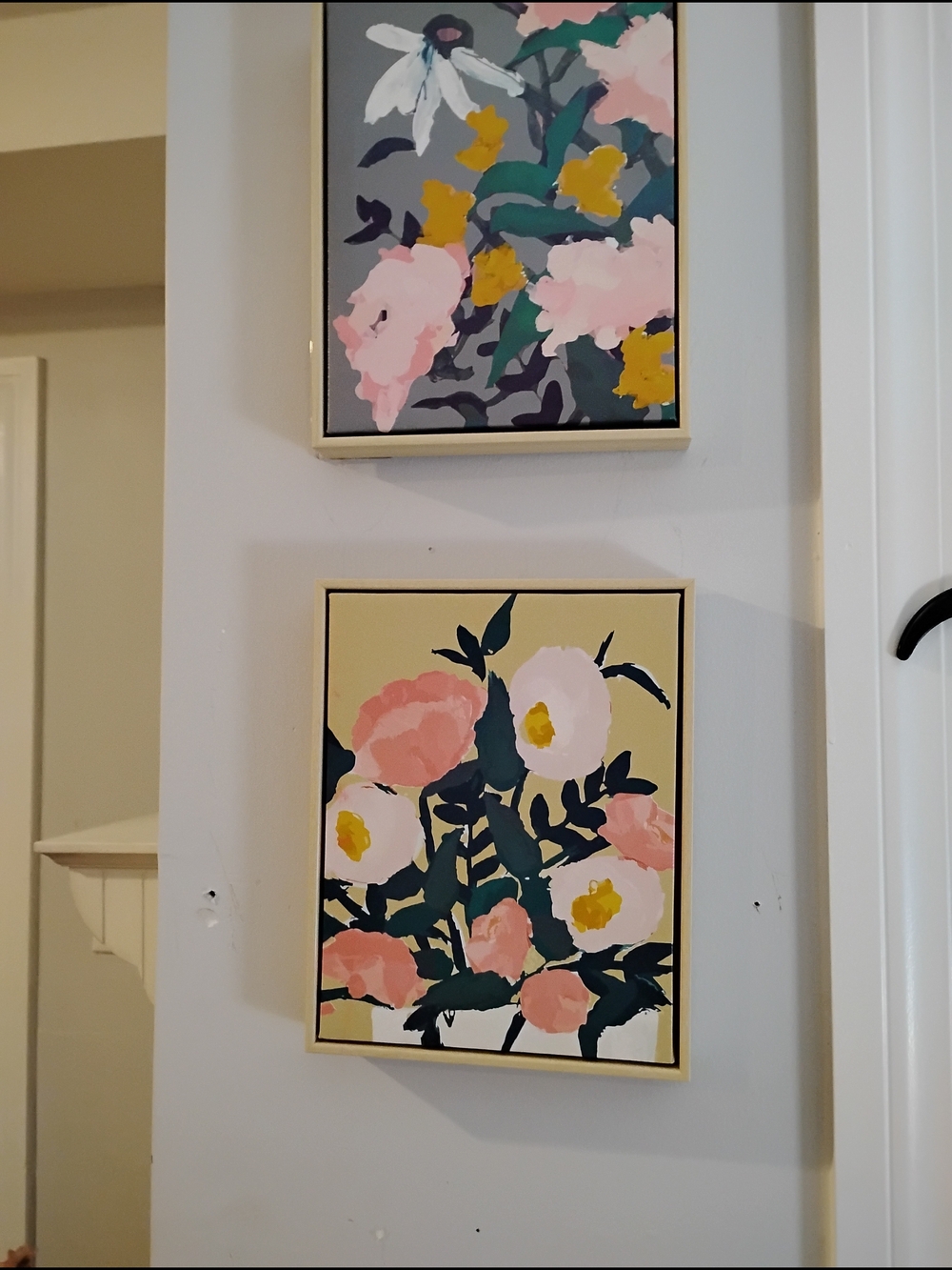 Floral Wall Art Painting in Pink and Yellow - Brand